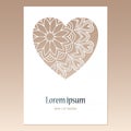 Card with openwork heart with mandala pattern and space for text