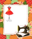 Card with patchwork and sewing elements Royalty Free Stock Photo