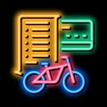 card payment bicycle services neon glow icon illustration