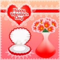 Card pearl necklace in a box with Valentines Day Royalty Free Stock Photo