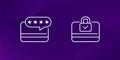 card PIN code, secure payment line icon