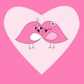 Card with pink heart and birds Royalty Free Stock Photo