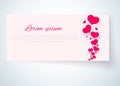 Card with pink hearts on a romantic pink background A pattern of decorative hearts and text for the design of greeting cards Royalty Free Stock Photo