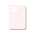 Card with Place for Notes Decorated with Cute Cloud, Light Pink Lined Template Can Be Used for Calendar Daily Planner, Note Paper