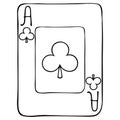 Card playing ace of clubs. Face. Divination. Magic tricks. Poker. Bridge Royalty Free Stock Photo