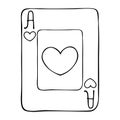 Card playing ace of hearts. Face. Divination. Magic tricks. Poker. Bridge