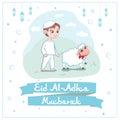 Card or poster design for Eid Al-Adha Mubarak festival to celebrate the willingness