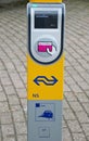 Card Reader terminal for Metro RET and Train NS on the platform at railway and tram station Den Haag Laan van NOI in the Netherlan