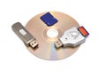 Card reader, USB flash drive and memory card Royalty Free Stock Photo