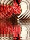 Card roses hearts decored ripples in the water Royalty Free Stock Photo