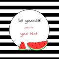 Card with round place for text striped with watermelon
