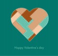 Card with sewed heart, Valentine card (vector)