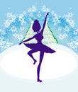 Card with a silhouette of a female figure skater Royalty Free Stock Photo