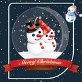 Card Christmas Snowman Glass Ball