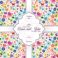 Card with spring love seamless pattern