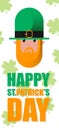 Card for St. Patrick`s Day with leprechaun in hat. Invitation to an Irish party at the Pub. Happy St. Patrick`s Day