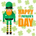 Card for St. Patrick`s Day with leprechaun in hat. Invitation to an Irish party at the Pub. Happy St. Patrick`s Day