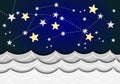 A card with stars and sea waves