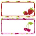 Card strawberries and cherries Royalty Free Stock Photo