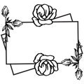 Card style with rose flower frame black and white. Vector