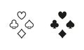 Card Suit, Gambling Spade Line and Silhouette Black Icon Set. Playing Card. Casino Game Pictogram. Poker Play Suit Royalty Free Stock Photo