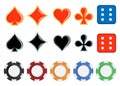 Card suits. Dice. Casino chips. Vector graphics