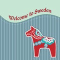 Card with swedish wooden horse Royalty Free Stock Photo