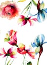 Original flowers, watercolor illustration Royalty Free Stock Photo