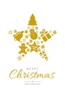 Card template with star made of Christmas decorations. Vector illustration Royalty Free Stock Photo