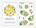 Card templates with canola oil and flowers.