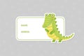 Card Templates with Cute Crocodile Animal, Name and Address, Tag, Sticker for Child Clothes and Personal Things Vector