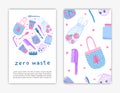 Card templates with doodle zero waste icons.