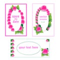 Card templates with peonies. Beautiful design for congratulations, invitations