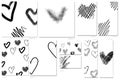 Card templates set with black ink hearts Royalty Free Stock Photo