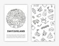 Card templates with Switzerland travel icons.