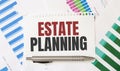 Card with text ESTATE PLANNING. Diagram and white background Royalty Free Stock Photo