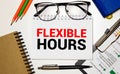 card with text FLEXIBLE HOURS Royalty Free Stock Photo