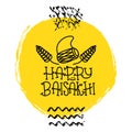 Card with text Happy Baisakhi. New year in Punjab. The celebration of the festival Baisakhi in India. Print for holiday. Vector Royalty Free Stock Photo