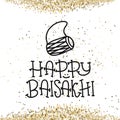 Card with text Happy Baisakhi. New year in Punjab. The celebration of the festival Baisakhi in India. Print for holiday. Vector Royalty Free Stock Photo