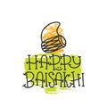 Card with text Happy Baisakhi. New year in Punjab. The celebration of the festival Baisakhi in India. Print for holiday. Vector Royalty Free Stock Photo