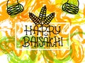 Card with text Happy Baisakhi. New year in Punjab. The celebration of the festival Baisakhi in India. Print for holiday. Vector Royalty Free Stock Photo