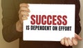 Card with text Success is dependent on effort