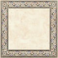 Card with traditional indian/arabic floral ornament frame, suare