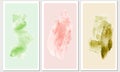 Card with trio of watercolors in shades of green, pink and dark yellow. Royalty Free Stock Photo