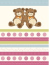Card with a twins teddy bears