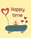 card of valentine themed hand lettering typography design happy time