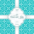 Card with vintage blue spanish pattern