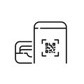 Card wallet, qr code payment. Smartphone banking app. Pixel perfect icon