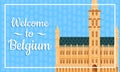 Card Welcome to Belgium with Brussels` main square building in Belgium