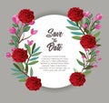 Card with wreath of beautiful rosebush